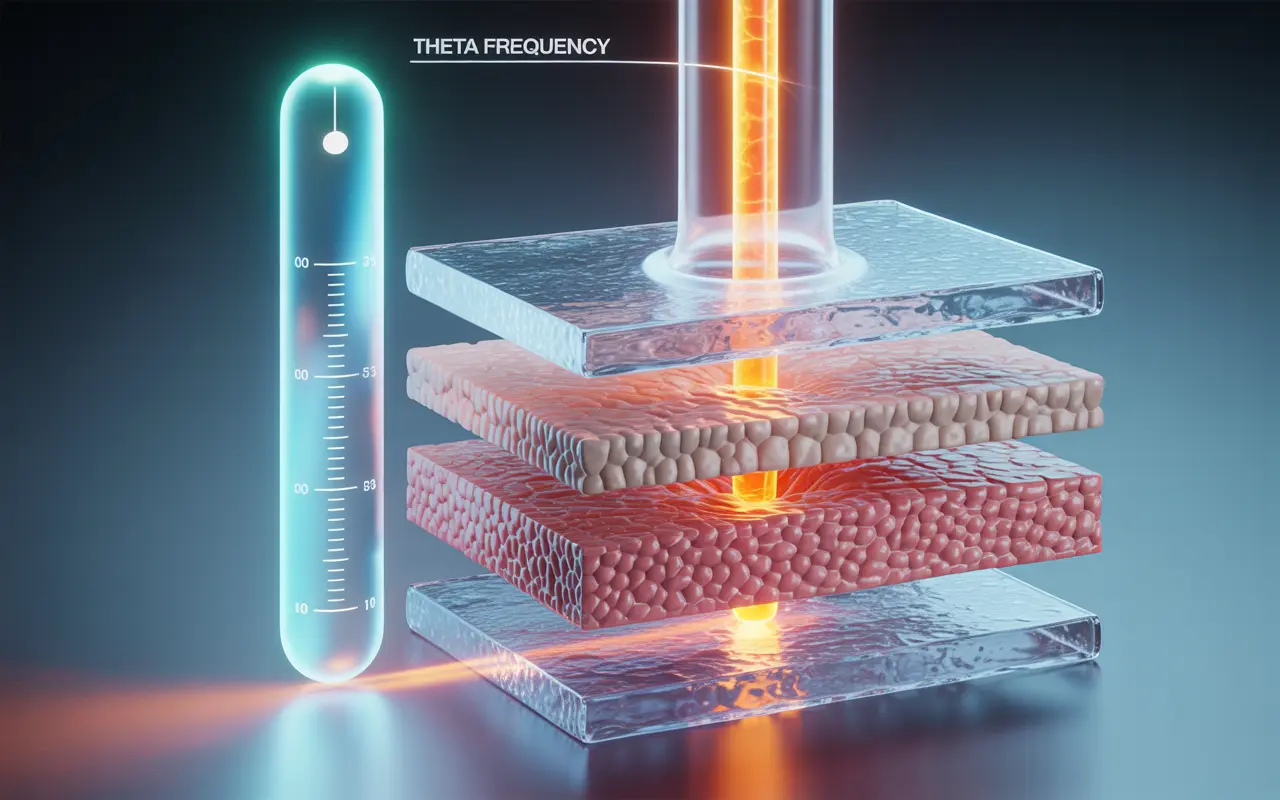 graphic illustration how Theta frequency penetrates the tissue